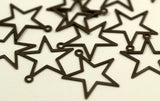 Antique Star Charm, 100 Antique Brass Star Charms, Findings (24mm) K157