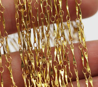 Link Chain, Bar Chain, 2 Meters - 6.6 Feet Raw Brass Soldered Bar Link Chain (10mm) Z120