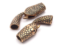 Snake Leather Clasp, Oxidised Bronze Snake Leather Clasp Hole Size (6.5mm) Y326 Y108