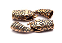 Snake Leather Clasp, Oxidised Bronze Snake Leather Clasp Hole Size (6.5mm) Y326 Y108