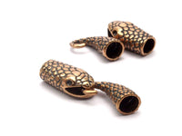 Snake Leather Clasp, Oxidised Bronze Snake Leather Clasp Hole Size (6.5mm) Y326 Y108