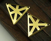 Triangle  Pendant, 20 Raw Brass Triangle Charms With 2 Holes (22x25mm) A0055