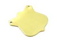 Badge Blank Necklace, 5 Raw Brass Coat Of Arms Pendant Blanks With 2 Holes (31x30mm) B0085