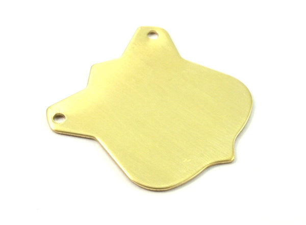 Badge Blank Necklace, 5 Raw Brass Coat Of Arms Pendant Blanks With 2 Holes (31x30mm) B0085