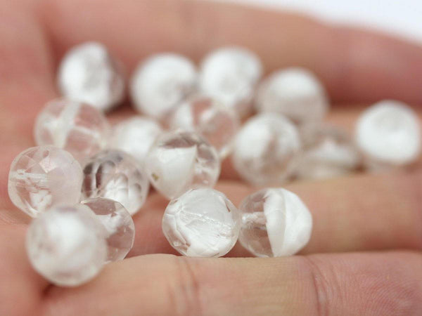 10 Pcs Clear Czech Glass 10 Mm Faceted Round Beads Cf-05