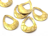 Textured Drop Charm, 12 Raw Brass Drop Charms With Middle Hole (22x15x0.50mm) Bs 1336