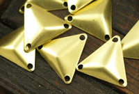 Tiny Brass Pyramid, 150 Raw Brass Triangle Cambered Pyramids With 3 Holes, Finding (14mm) A0018