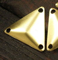 Tiny Brass Pyramid, 150 Raw Brass Triangle Cambered Pyramids With 3 Holes, Finding (14mm) A0018