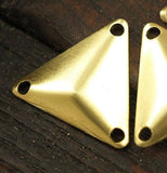 Tiny Brass Pyramid, 150 Raw Brass Triangle Cambered Pyramids With 3 Holes, Finding (14mm) A0018