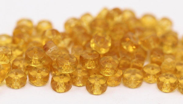 10 Vintage Citrine Czech Glass Rondelle Faceted Beads Cf-67