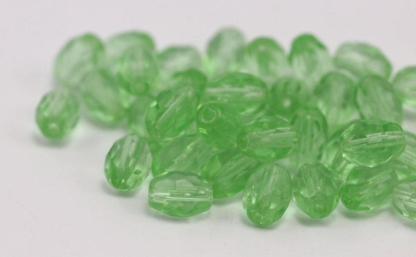 20 Green Czech Glass 9x6 Mm Faceted Beads Cf-13
