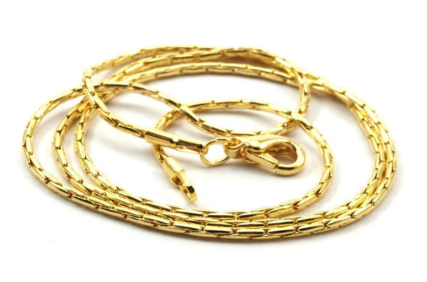 Gold Tone Brass, 5 Pcs 18 Inch Gold Tone Brass Necklace Chain (1.4mm) Z138