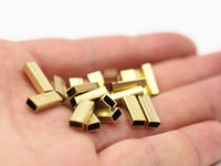 Rectangle Tube Beads, 24 Raw Brass Rectangle Shaped Tubes (12x5x3mm) A0648