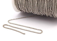 Silver Brass Chain, 1 Meter - 3.3 Feet (1.5mm) Silver Tone Brass Faceted Ball Chain - W71