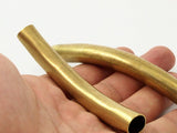 Brass Tube Beads - 2 Raw Brass Curved Tube Pendant, Findings (94x12mm) D0153