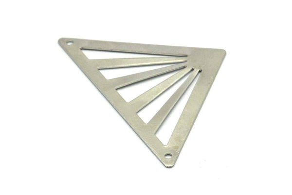 Brass Triangle Pendant, 5 Nickel Free Triangle Brass Pendant With 2 Holes (45x35x35mm) D0350