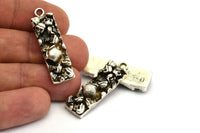 Gümüş Kafatası Kolye, Antik Gümüş Kaplama Pirinç Kafatası Kolye (35x10x6mm) N0194