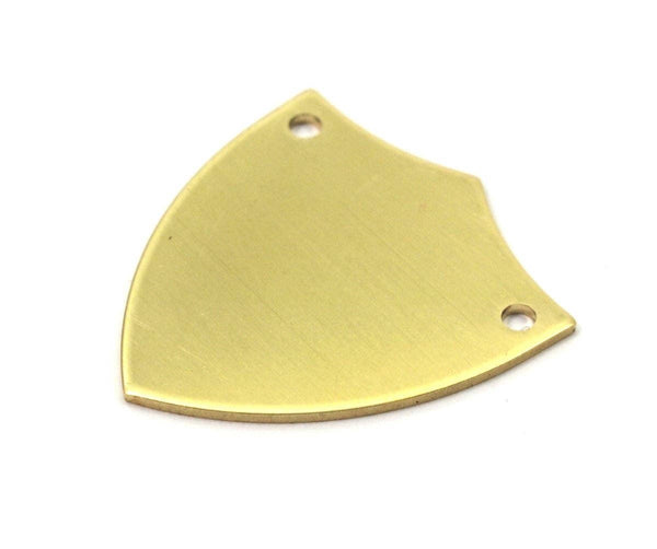 Shield Stamping Blank, 10 Raw Brass Stamping Blanks, Shield With 2 Holes (24x22x0.80mm) (B0142)