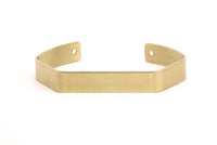 Brass Bracelet Blank - 4 Raw Brass Cuff Bracelet Blank Bangle 2 Holes (145x8x1mm) Brc 179