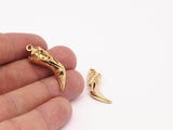 Bird Skull Charm, 1 Gold Plated Brass Bird Skull Necklace Pendants, (30x9x8mm) N490