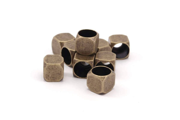 Antique Brass Square Beads, 12 Antique Brass Square Cube Beads (8mm) A0722