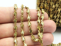 Raw Brass Chain, 2 M Faceted Raw Brass Chain (4x2.7mm) Bs 1369