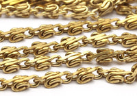 Raw Brass Chain, 2 M Faceted Raw Brass Chain (4x2.7mm) Bs 1369
