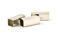 Silver Tone Tube, 6 Huge  Brass Square Tubes  (12x30mm) Bs 1519 H0408