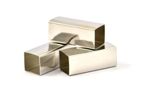 Silver Tone Tube, 6 Huge  Brass Square Tubes  (12x30mm) Bs 1519 H0408