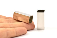 Silver Tone Tube, 6 Huge  Brass Square Tubes  (12x30mm) Bs 1519 H0408