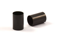 Black Tube Beads - 6 Oxidized Brass Tubes (8x12mm) Bs 1542 S071