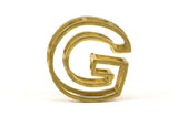 G Letter Pendants, 2 Raw Brass G Letter Alphabets, Initials, Uppercase, Letter Initial Pendant for Personalized Necklaces