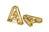 A Letter Pendants, 2 Raw Brass A Letter Alphabets, Initials, Uppercase, Letter Initial Pendant for Personalized Necklaces