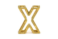X Letter Pendants, 2 Raw Brass X Letter Alphabets, Initials, Uppercase, Letter Initial Pendant for Personalized Necklaces
