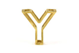 Y Letter Pendants, 2 Raw Brass Y Letter Alphabets, Initials, Uppercase, Letter Initial Pendant for Personalized Necklaces