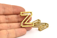 Z Letter Pendants, 2 Raw Brass Z Letter Alphabets, Initials, Uppercase, Letter Initial Pendant for Personalized Necklaces