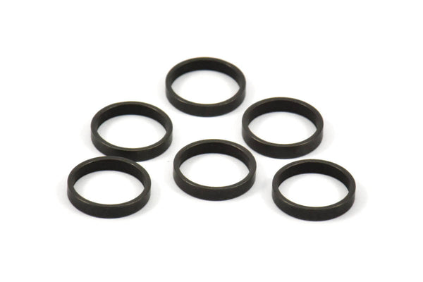 Black Circle Connectors - 24 Oxidized Brass Black Circle Connectors (12x0.8x2mm) D306