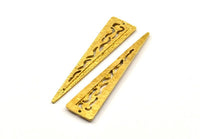Brass Textured Triangles, 2 Raw Brass Triangle Charms With 1 Hole, Earring Finding (58x14x2mm) N0231