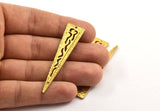 Brass Textured Triangles, 2 Raw Brass Triangle Charms With 1 Hole, Earring Finding (58x14x2mm) N0231