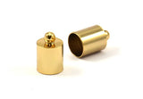 Gold  Barrel End With Loop - 10 Gold Plated Barrel End With Loop (7x11m) Leather Cord Ends Bs-1648 Q0214