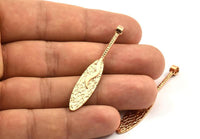 Rose Gold Oval Pendant, 4 Rose Gold Plated Textured Pendants with Oval Blank and 1 Loop (52x8mm) N0406 Q0219