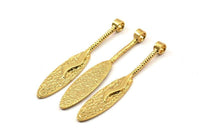 Gold Oval Pendant, 3 Gold Plated Textured Pendants with Oval Blank and 1 Loop (52x8mm) N0406 Q0219