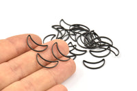 Black Moon Ring - 50 Brass Black Oxidized Crescent Moon Rings (15x8.5mm) D0150 S468