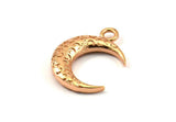 Rose Gold Moon Charm, 4 Rose Gold Plated Textured Horn Charms, Pendant, Jewelry Finding (19x6x4mm) N0336 Q0202