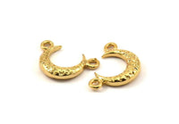 Gold Moon Charm, 4 Gold Plated Textured Horn Charms, Pendant, Jewelry Finding (12x3.50x3mm) N0268 Q0204