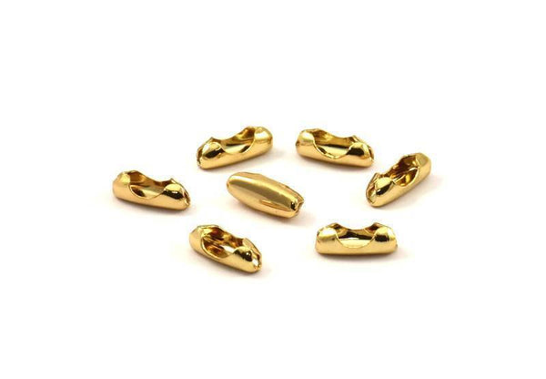 Ball Chain Connector, 50 Gold Plated Ball Chain Connector Clasps For 2.3mm Ball Chain, Findings (9x3mm) B0131 Q218