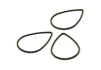 Black Drop Connector, 12 Oxidized Brass Black Drop Connectors (32x22x1mm) Bs 1140 S179