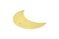 Brass Horn Pendant, 10 Raw Brass Moons with 2 Holes  (35x15x0.80mm) D0248