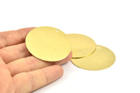 41mm Round Tag, 6 Huge Raw Brass Round Tags with 1 Hole (41x0.70mm) A0778