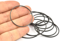 Black Circle Connectors - 24 Oxidized Brass Black Circle Connectors (35x1x1mm) BS 1087 S139